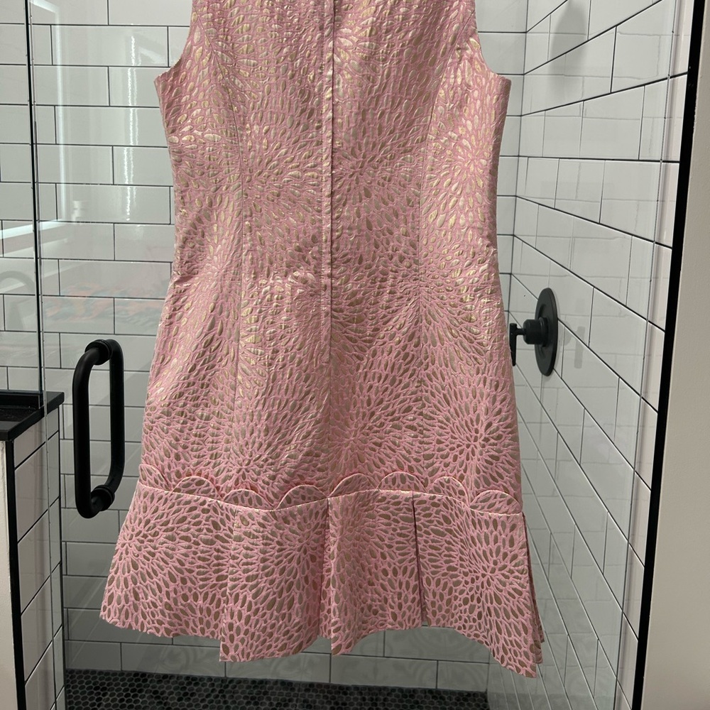NWT Lilly Pulitzer Abree Pink and Gold Jacquard Dress size 10 - Picture 2 of 5